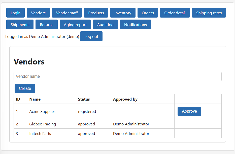 The application, signed in